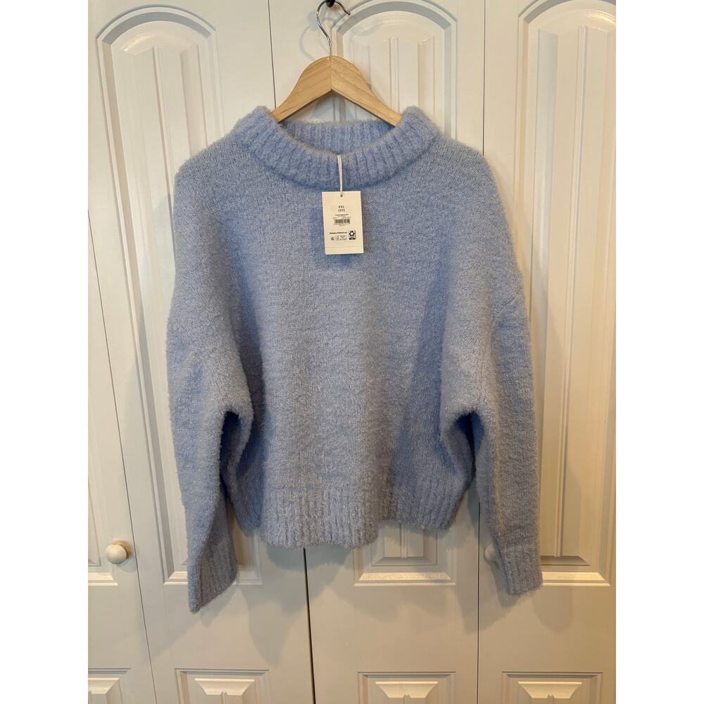 Free Assembly Blue Shimmer Mock Neck Sweater Size XXL